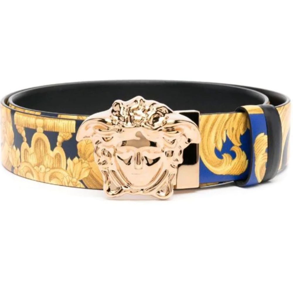Men’s Versace Medusa-Buckle Leather Belt